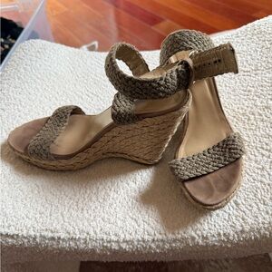 Stuart Weitzman Tan Woven Wedges